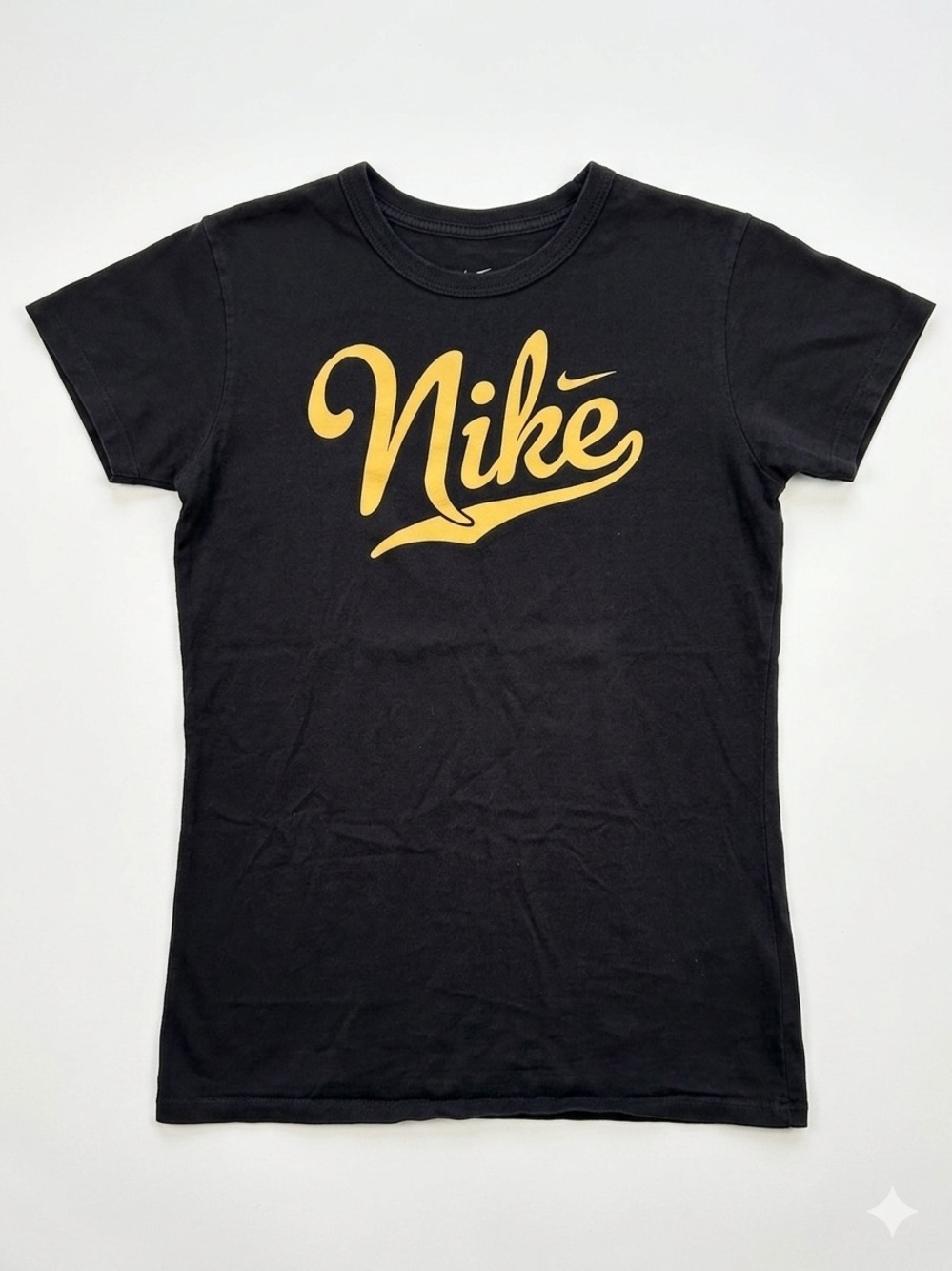 ⚡️2 for $30 Nike Black T-Shirt with Yellow Script Logo Women’s Size L (Fitted)